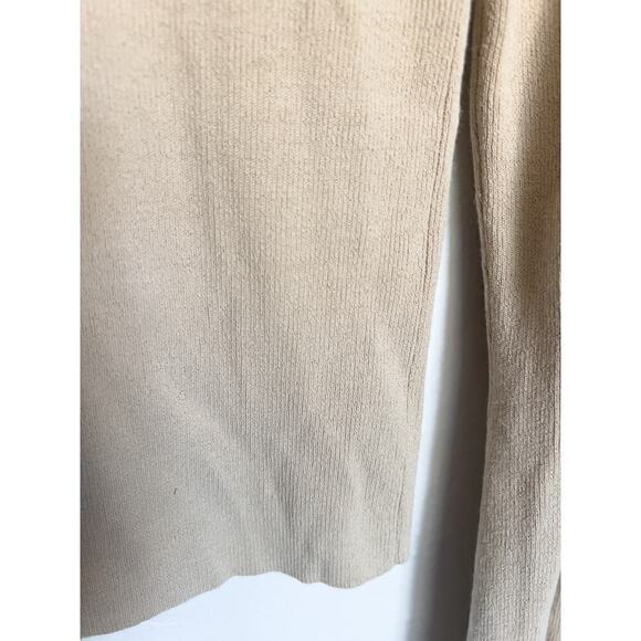 Armani Exchange Knit Sweater Top String Drape Knot Long Sleeves Medium Beige Tan - Picture 4 of 5